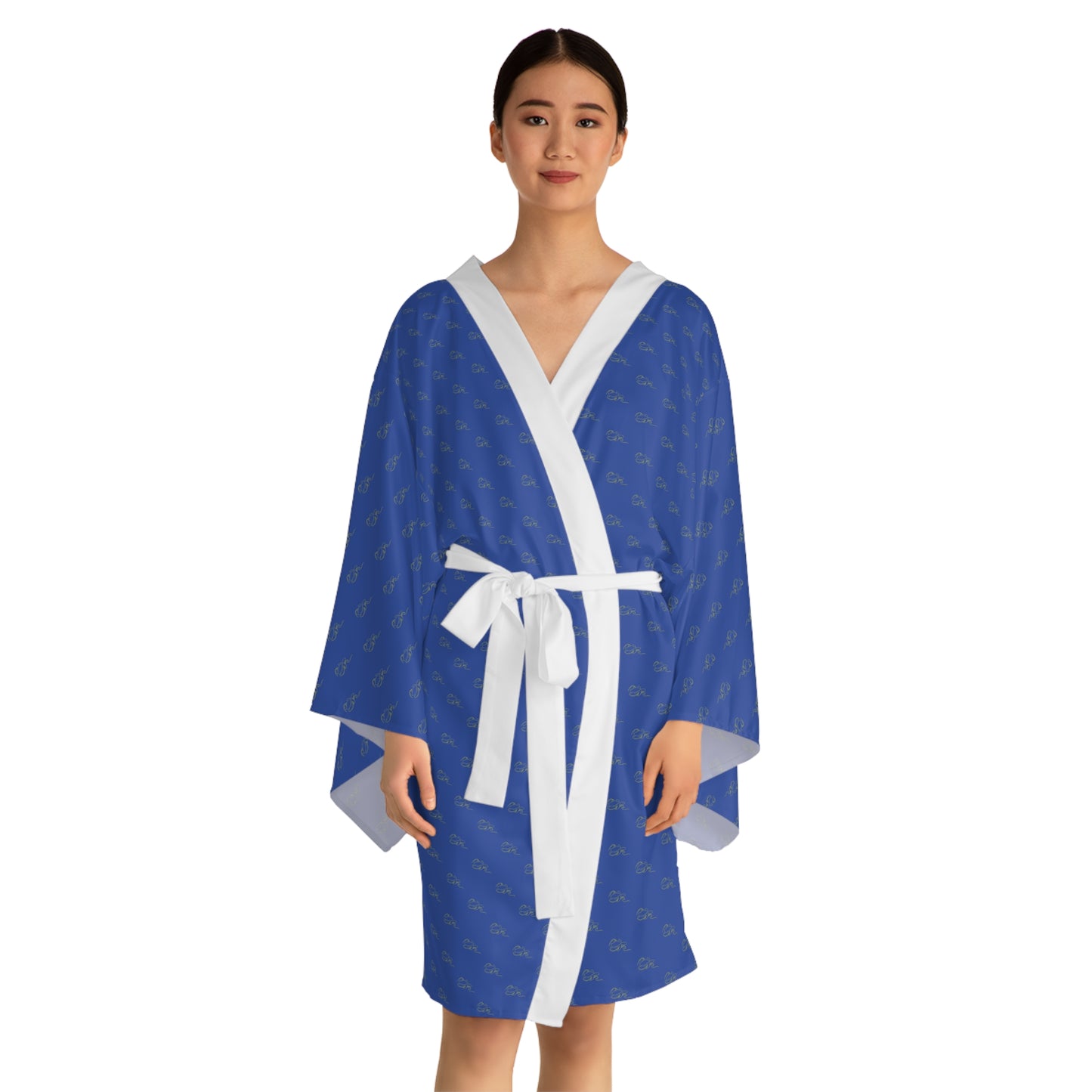 Long Sleeve Kimono Robe - Blue