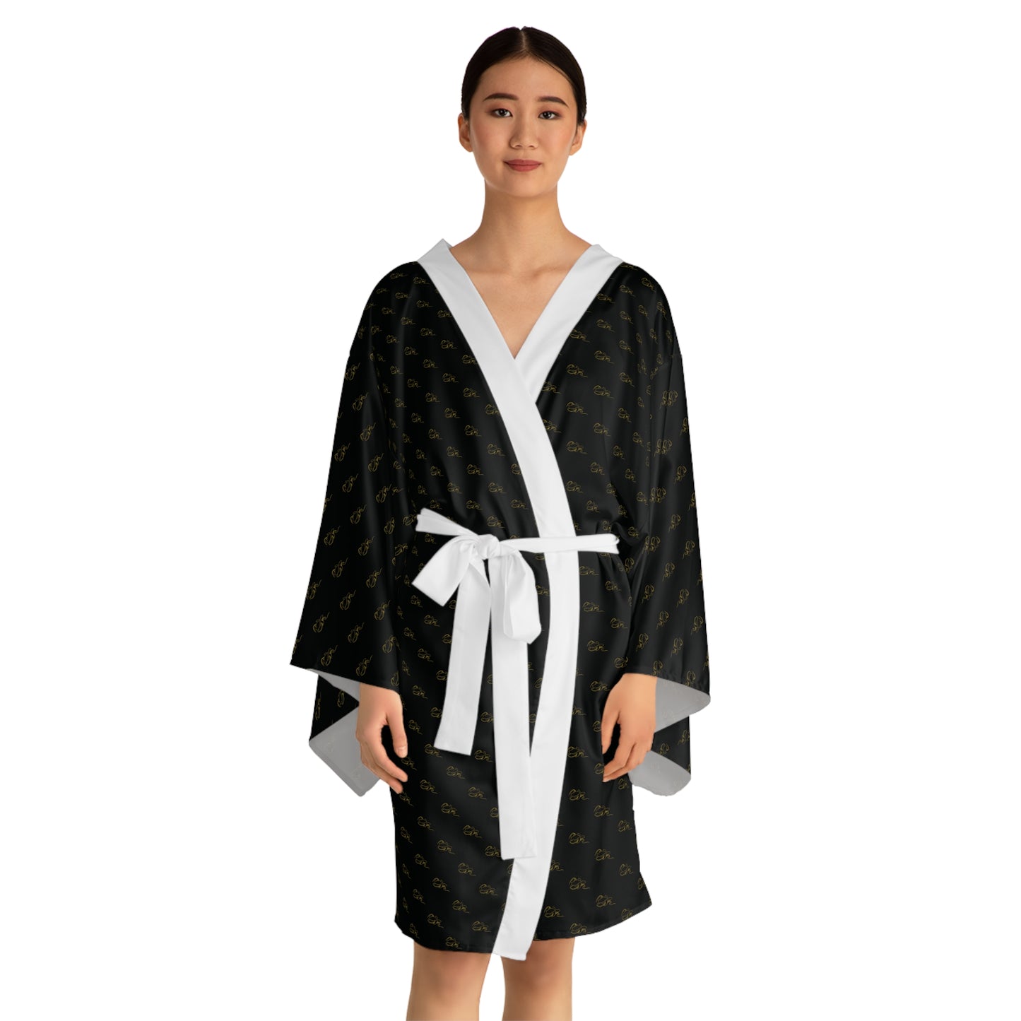 Long Sleeve Kimono Robe - Black